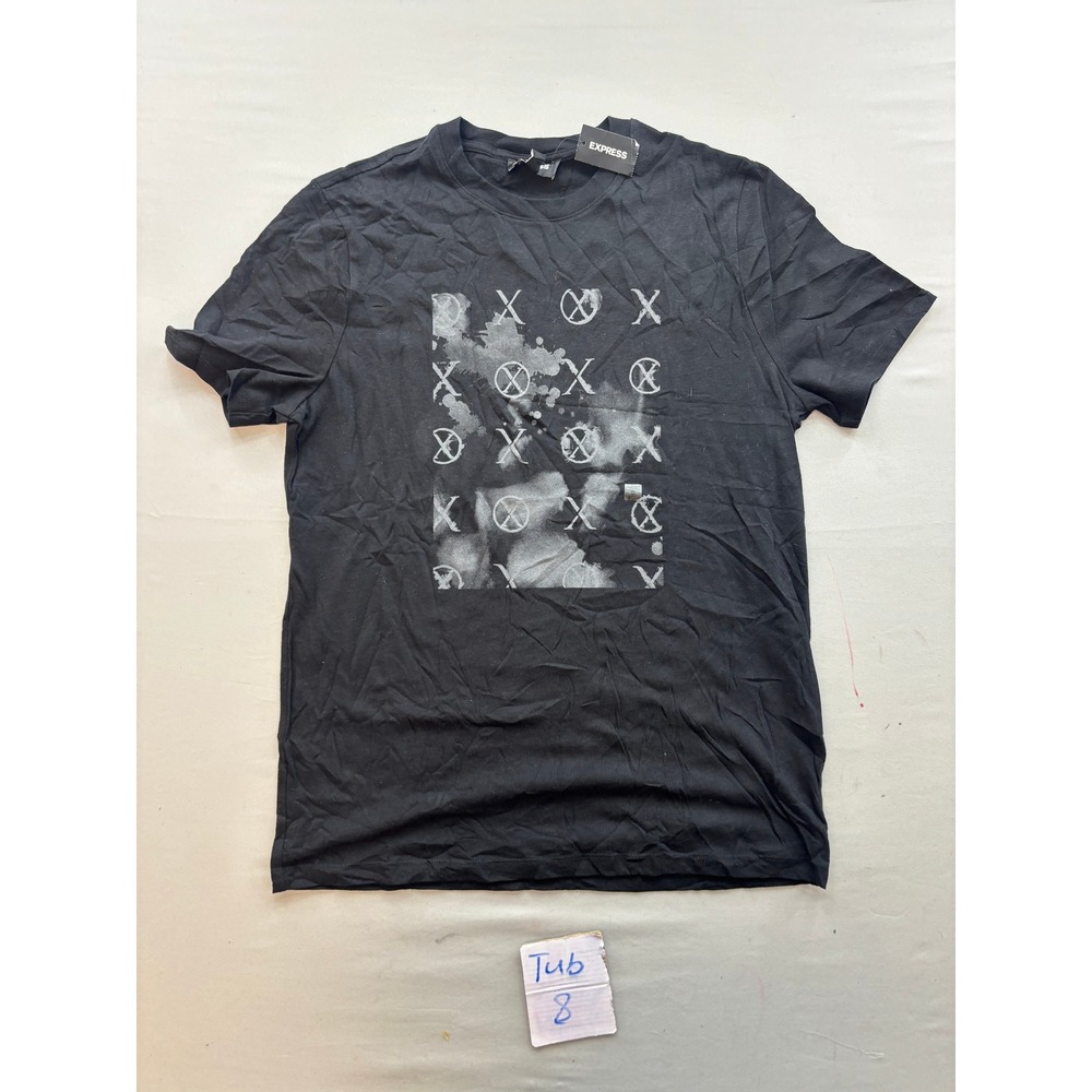 Express Mens Black Graphic Print Crew Neck T-Shirt Size Small NWT